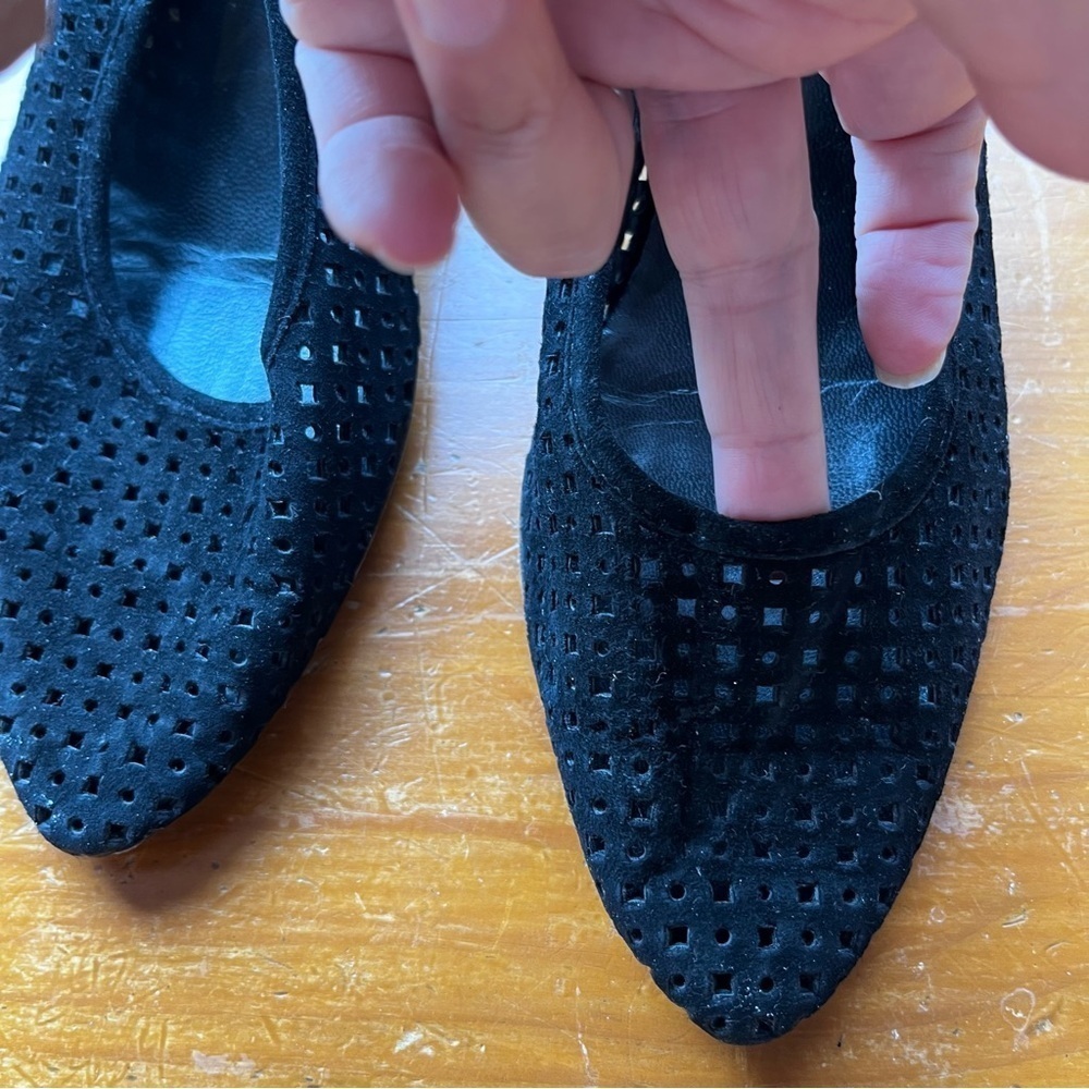 🍓🐠Paul Green Bilbao dress sandal black Suede Perforated Slingback Pointed Toe - Picture 3 of 11